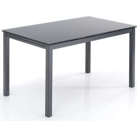 Ausziehbarer Tisch aus Glas und Metall 80x140-200cm Lubbock Grey