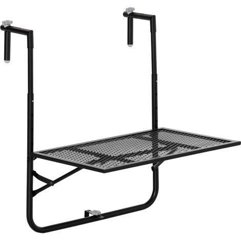 Table de balcon suspendue en métal pliable et hauteur réglable dim. 60L x 60P x 57-72H cm - noir (1/5)