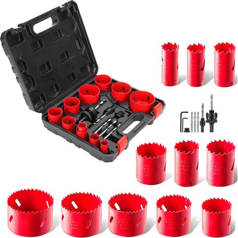 Rosvola Scie Cloche Bi-métal, 17 PCS Coffret de Scie Trépan avec 11PCS Lames de Scie 19-68 mm, Profondeur de Coupe: 40 mm, Parfaite pour Percer Le Bois, Les Panneaux PVC et Le Métal (1/5)