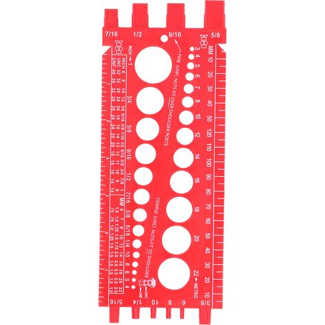 [JAMAIS UTILISÉ]Jauge multifonctionnelle pour écrous, boulons et vis, unités impériales et métriques, identification rapide des filetages, pour atelier et garage, rouge. (1/5)