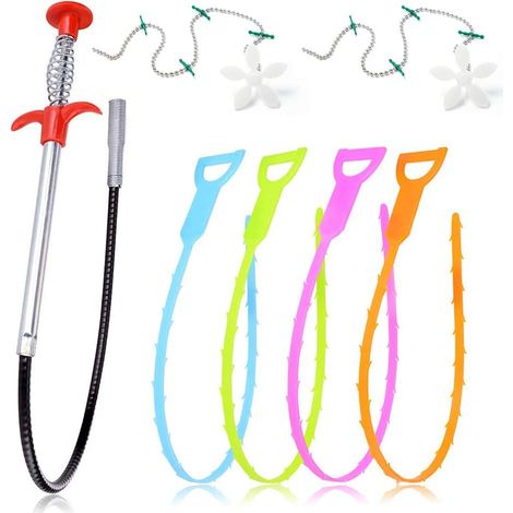 Lot de 7 outils de nettoyage pour évier de cuisine, salle de bain, baignoire,Déboucheur de canalisation (1/5)
