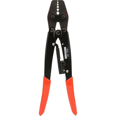 Pince à sertir à cliquet HX 10 en acier carbone pour cosses 1,25-10mm, manche rouge, outil professionnel sertissage câble AWG10-6 (1/5)