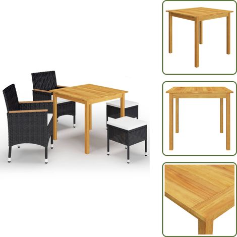 Taburetes de jardín - vidaXL Juego de comedor de jardín de 5 piezas negro - Comedor de jardín
