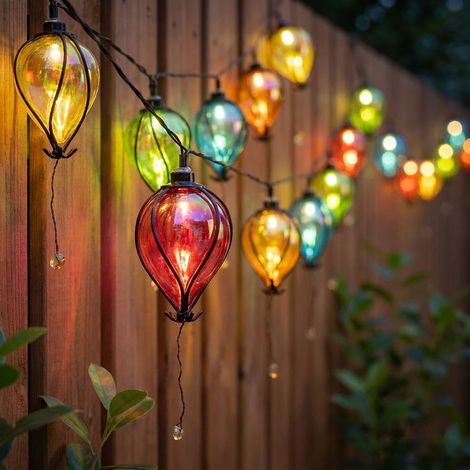 2x Lampe solaire LED Guirlande lumineuse Ballons Lampe d'extérieur Décoration de jardin multicolore L 380 cm (1/5)