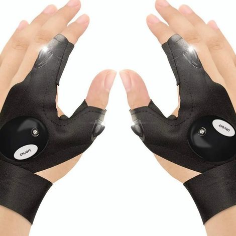 Paire de 2 Gants de Lampe de Poche à LED Gants de Pêche en Plein pour Réparer et Travailler dans les Endroits Sombres, Cadeaux de Gadgets d'Outils pour Hommes/ Femmes (1/5)