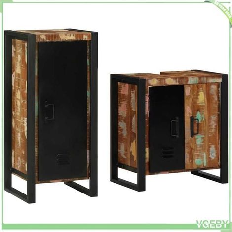 Ensemble de mobilier de salle de bain - Modèle 3305605 - Bois de récupération massif - 2 pcs - Style industriel (1/5)