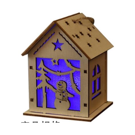 Maison en bois à led antique Scène de village de Noël en bois bricolage Illuminez les décorations de Noël Atelier de Noël avec cadeau de scène de village d'éclairage Bonhomme de neige 7 7 9cm (1/2)