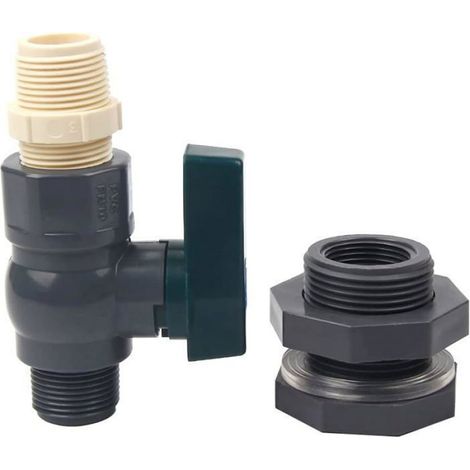 Raccord PVC - Robinet Pour Cuve À Eau De Pluie - 3/4 Pouces - Avec Raccord Murale Et Adaptateur Tuyau - 1 Pièce (1/5)