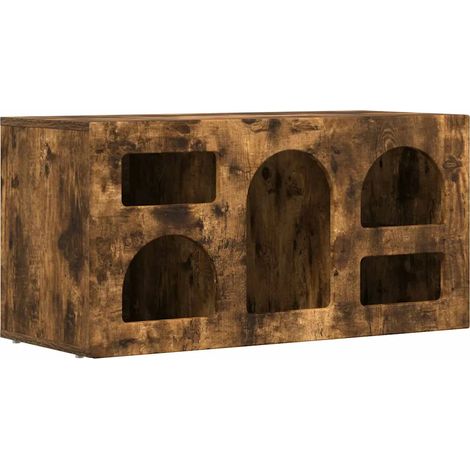 Mueble TV moderno funcional con 5 estantes 80 x 35 x 40 cm de madera noble roble ahumado 020054769 (1/5)