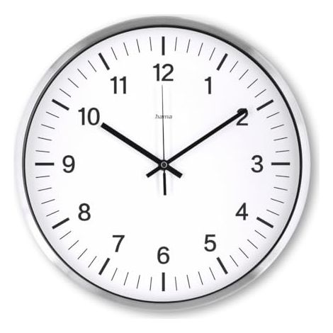 HORLOGE MURALE RADIOPILOTéE DCF ''JAVA'', Ø 35 CM, ARGENTé HAMA