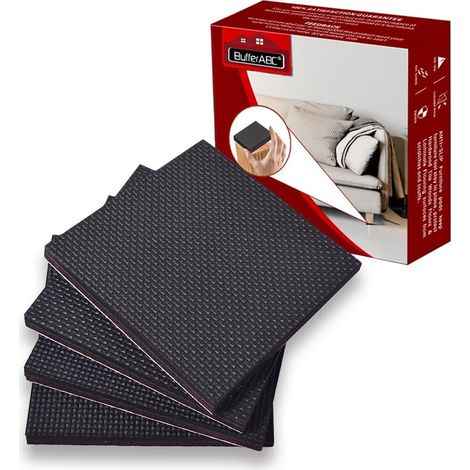 Patin Antiderapant Tampon Caoutchouc Meuble, 4pcs 100mm Patins Antidérapants Adhesif Sol pour la Fixation en Place des Mobiliers, pour Protéger Votre Plancher (Carré) (1/5)