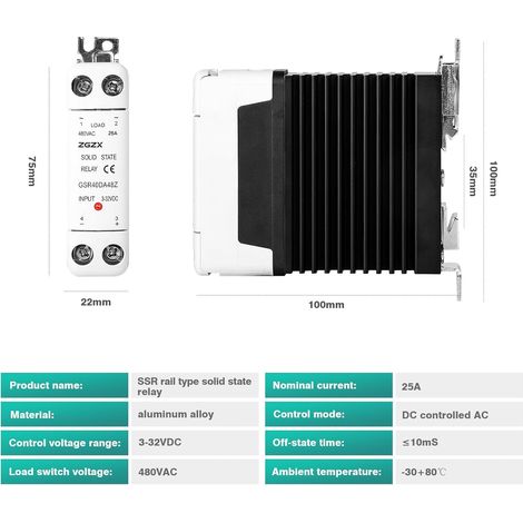 Solid State Relay, Single Phase DIN Rail Mounted Solid State Relay SSR ...
