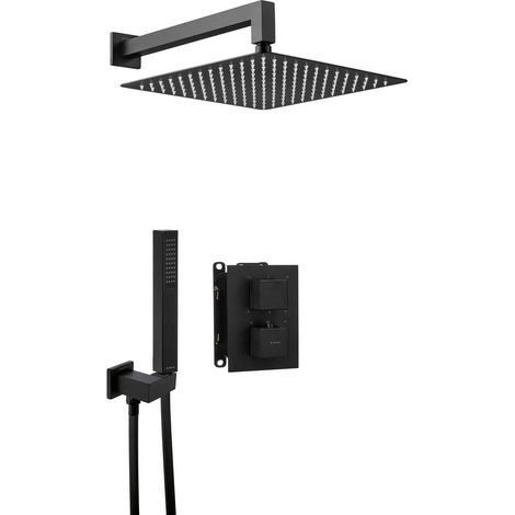 Deante set doccia moderno nero opaco termostatico