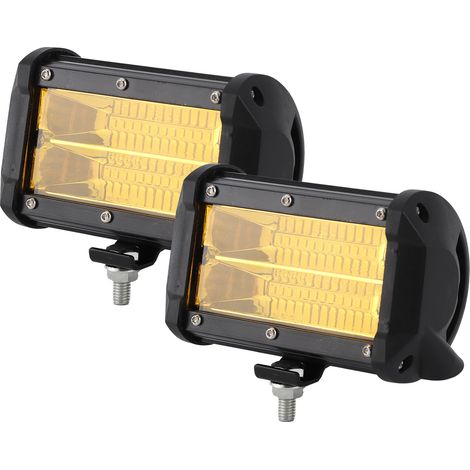 Projecteur de travail LED 144 W, 48 LED, double rangée, avec accessoires de montage, 6000 K, étanche IP68, lumière jaune universelle (1/5)