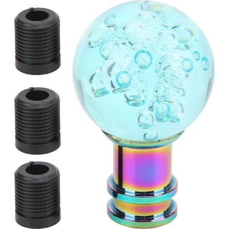 Pommeau de levier de vitesse avec adaptateur M8 M10 M12 tête de manette de vitesse de Style bulle Transparent acrylique universel pour voiture bleu clair (1/5)