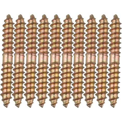 10 boulons de fixation pour meuble Cheville - M6 x 50 MM à tête double extrémité - Bois à bois
