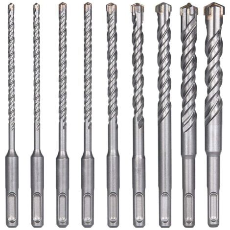 Forets à Béton, 9PCS (5 mm 16x160 mm) Foret Carrelage, à Percussion Électrique SDS-Plus pour Perforateur, Forets Transversaux, Brique, Pierre, Naturelle, Métaldengyank (1/5)