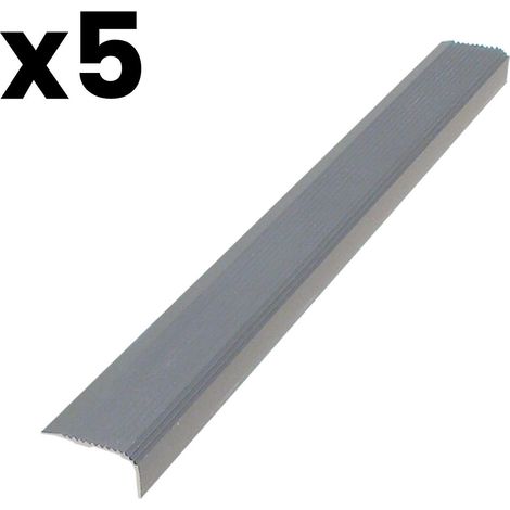 Lot de 5 Nez de marche Licorne 36x18x900 mm aluminium anodisé teinte naturel