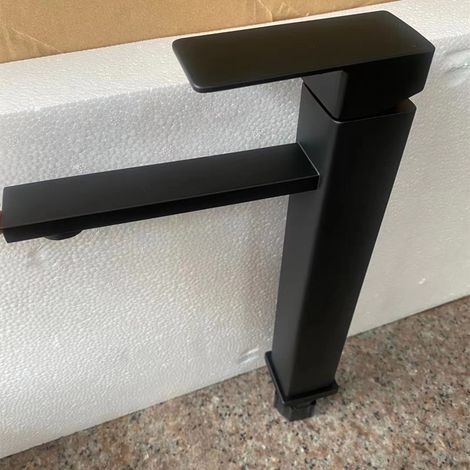 Black 304 Stainless Steel Hot and Cold Water Basin Faucet for Home Bathroom Vanity/Reverse Basin - Tall Black 304 Stainless Steel