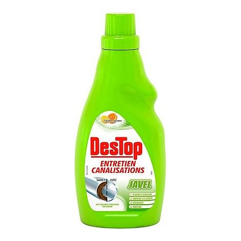 Déboucheur chimique de canalisation 750ml – Formule à base de javel – Élimine bouchons et mauvaises odeurs – Sûr pour tous types de tuyaux – Destop (1/2)
