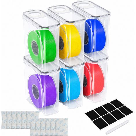 Randaco Boîtes pour filament 3D de 4 L, lot de 2/4/6/8 unités au choix, transparentes/noires, anti-humidité avec dessiccants