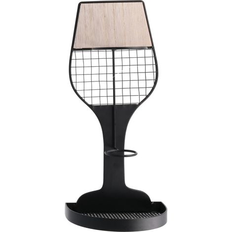Portabotellas metal negro 1 plaza cm17x11h36