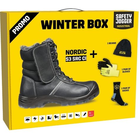 Winter Box Stivale di sicurezza in pelle con fodera calda Safety Jogger NORDIC S3 SRC CI Nero 44 (1/2)
