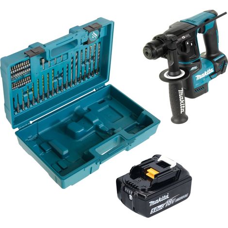 Makita DHR 171 T1X3 Akku Bohrhammer 18 V 1,2 J SDS-Plus Brushless + 1x Akku 5,0 Ah + 65 tlg. Zubehör Set + Koffer - ohne Ladegerät (1/5)