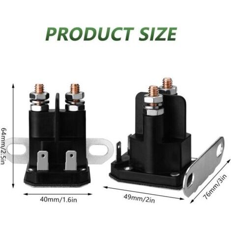 Solénoïde de démarreur pour tracteur tondeuse autoporté John Deere AM138068 Cub Cadet 725-04439 MTD Troy-Bilt Trombetta 862-1211-211-16 (1/3)