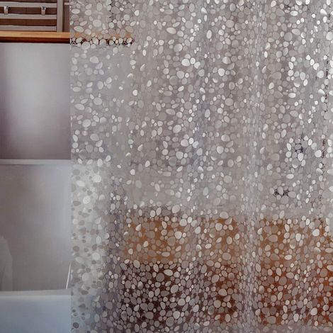 Rideau de douche à motif galets 3D - 180 x 180 cm