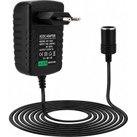 Adaptateur Prise Allume Cigare Secteur, 36W Adaptateur 230V en 12V 3A (1/5)