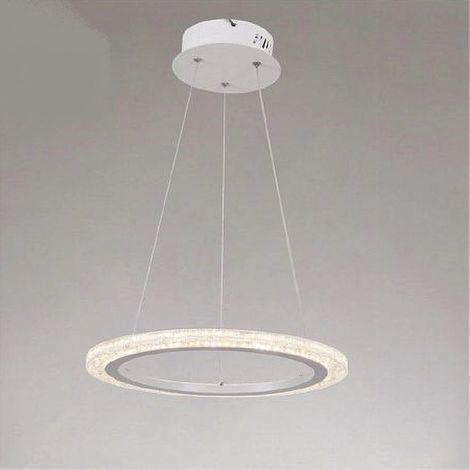 TRADE SHOP - Lampadario A Sospensione Led 36 W Cerchio Anello Bianco Effetto Cristallo 31920 - (1/4)