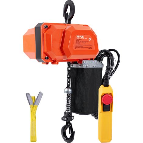VEVOR Polipasto Electrico de Cadena 205W Capacidad de Carga 149,7kg Altura Máxima de Elevación 3m Grúa Puente Monofásico con Cadena G80 Control Remoto con Cable de 3m para Garaje, Taller, Hotel
