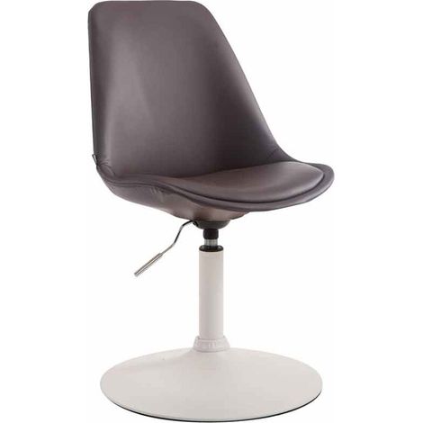 Chaise de salle à manger x1 pivotante hauteur réglable en PVC marron et pied trompette en métal blanc 100008271 (1/3)