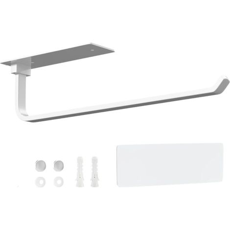 Porte-rouleau de cuisine sans perçage - Blanc - Auto-adhésif pratique - Sous armoire pour le rangement et l'organisation de cuisine (1/3)