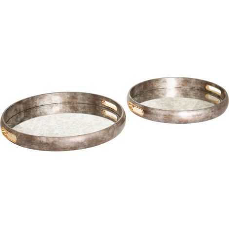 Lot de 2 Plateaux Déco "Zora" 41cm Argent (1/4)