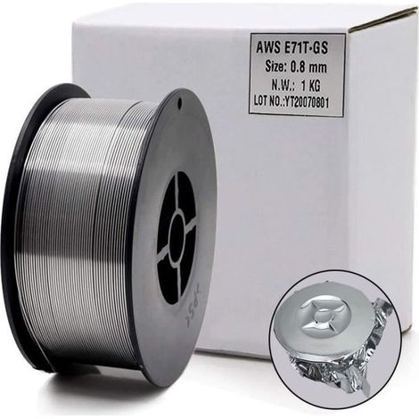 Fil de Soudure MIG - PRUMYA - E71T-GS - 0.8mm - 1kg - Acier Carbone Auto-blindé (1/4)