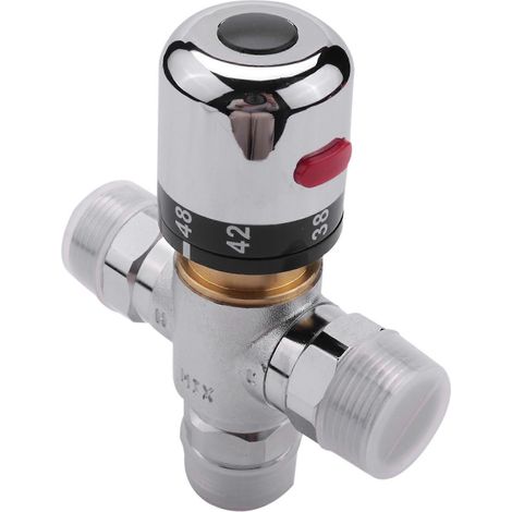 Vanne de mélange thermostatique 3 voies en cuivre massif Vanne de chauffe-eau solaire de 3/4 pouces Régulant la température (1/5)