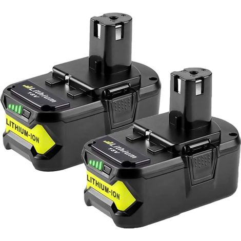 Lot de 2 batteries de remplacement 18 V 5,0 Ah pour outils sans fil Ryobi 18 V One+ P108, P107, P104, P105, P102 et P103