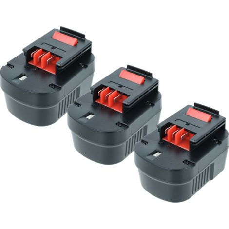 vhbw 3x Batterie remplacement pour Black & Decker A12, A12-XJ, A12EX, A1712, A1712, BD1204L, A12E pour outil électrique (3000 mAh, NiMH, 12 V)
