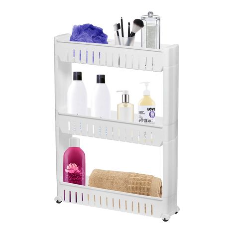 Estantería Móvil Blanca con 3 Estantes para Baño y Cocina (1/5)