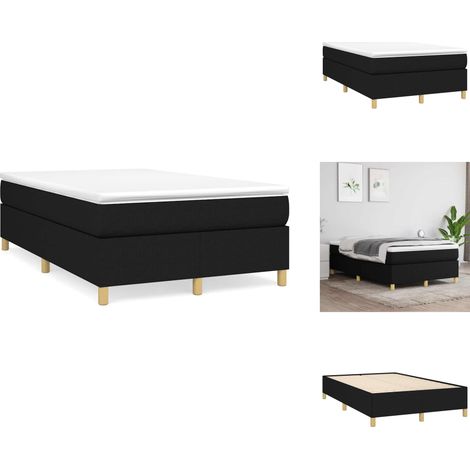 Sommier à lattes de lit avec matelas noir 120x190 cm tissu - Lit Double - Lit Plateforme - Matelas Ressorts Ensachés - Literie - Chambre À Coucher (1/5)