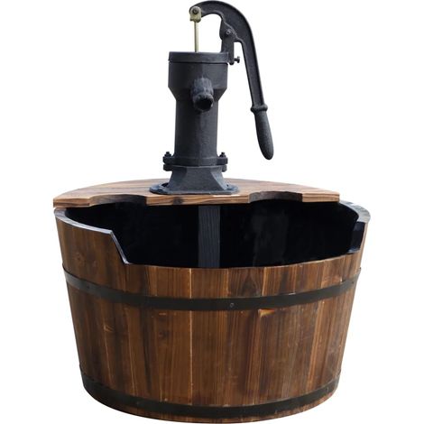 Ubbink – Fontaine de jardin Newcastle en bois avec pompe 350 l/h – Dimensions H 75 cm – Bassin intérieur en plastique – Ambiance rustique (1/6)