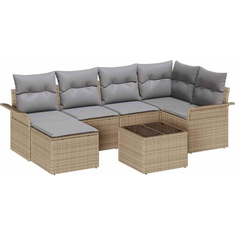 Maison Exclusive - Set Divano da Giardino 7 pz Beige polyrattan (1/5)