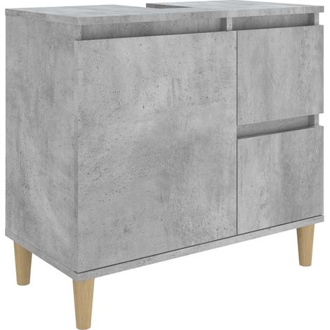Meuble sous vasque simple - Meuble de salle de bain gris béton 65x33x60 cm fr6645 - Maison La Vie (1/5)