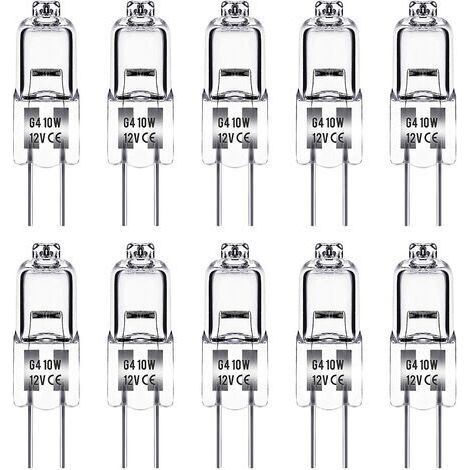 LaBlanc - Ampoule Halogene G4, Ampoule G4 12V 10W, blanc chaud 3000K, 150LM, Intensité Variable, LampeHalogene G4, Lampe à Capsule Transparente, paquet de 10 (1/5)