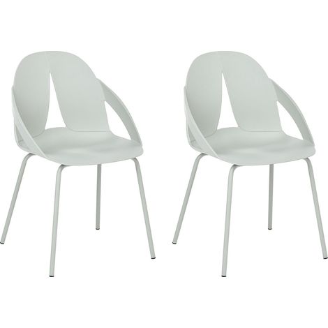 Set of 2 Garden Chairs Synthetic Seat and Backrest Metal Legs Light Green Bolgheri (1/5)