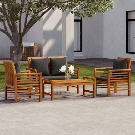 vidaXL Set de muebles de jardín 4 pzs y cojines madera maciza acacia (1/5)