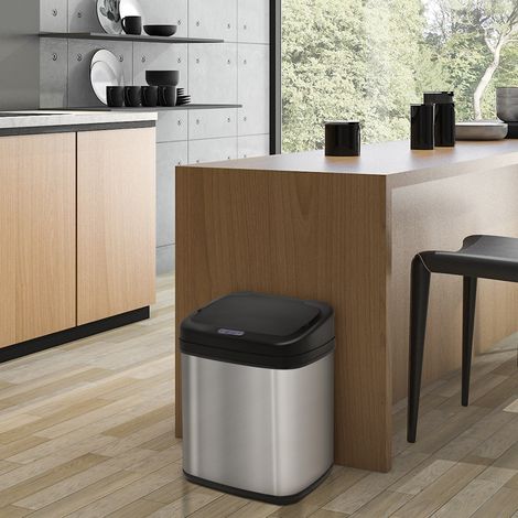 20-Liter-Küchenabfalleimer mit Infrarotsensor, automatischer Öffnung und herausnehmbarem Inneneimer, 33 x 25 x 42,5 cm, Silber und Schwarz