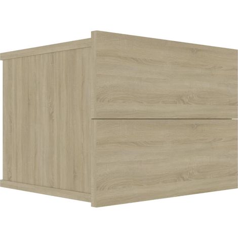 Comodino sospeso con due cassetti 40 x 30 x 30 cm in derivati del legno color rovere DEC033818